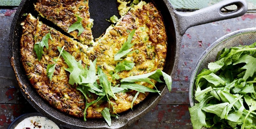 Frittata met doperwtjes en lentegroen