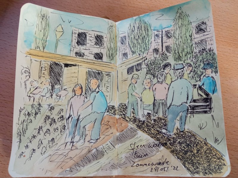 Tekening door Tamara, tuinier in De warme tuin, gemaakt op dag van de compostmeesters